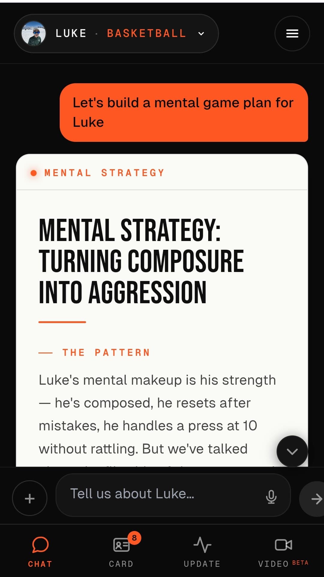 Chat: a mental game plan for Luke