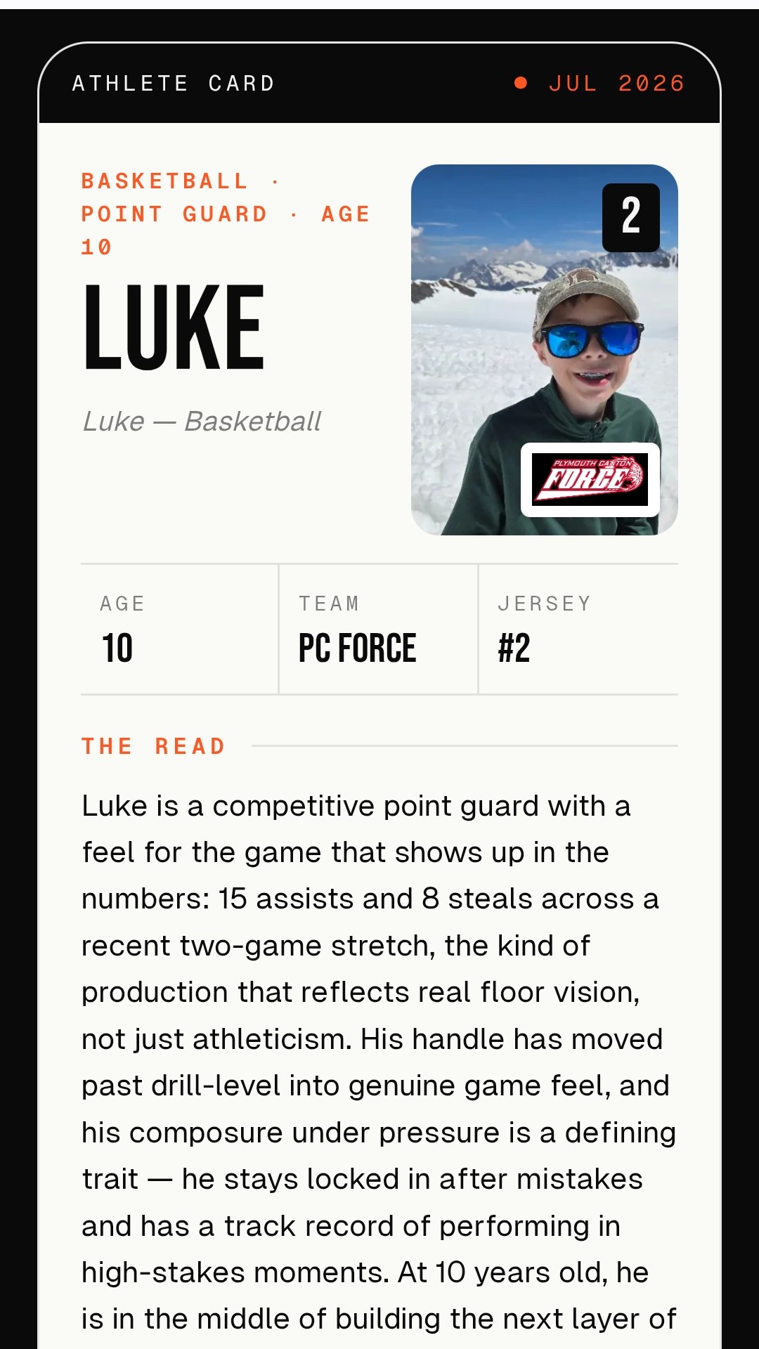 The Athlete Card